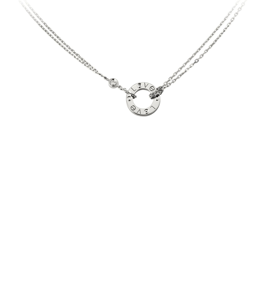 White Gold and Diamond LOVE Necklace