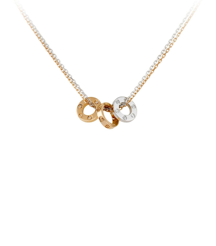 White, Rose Gold and Diamond LOVE Necklace