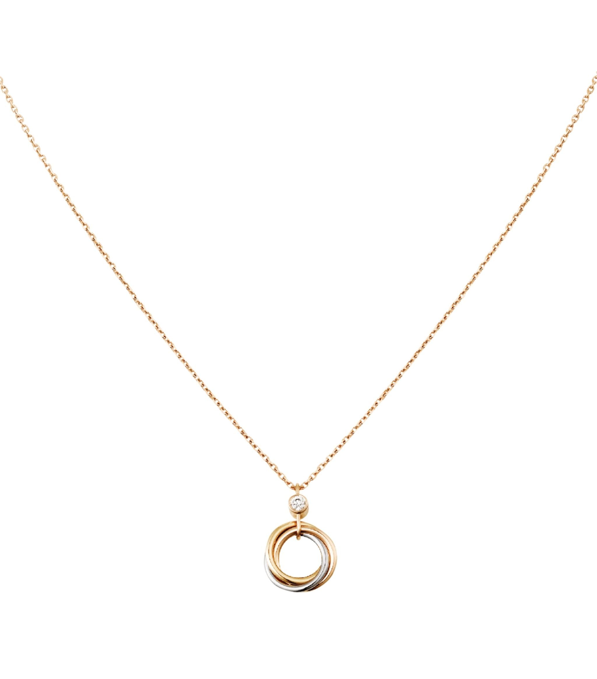 White, Yellow, Rose Gold and Diamond Trinity Necklace GOODS Harrods   