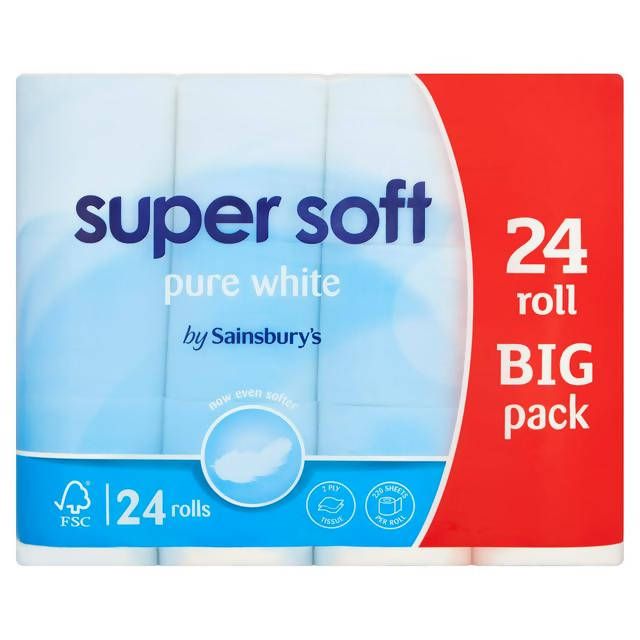 Sainsbury's Super Soft Toilet Tissue, Pure White x24 Rolls