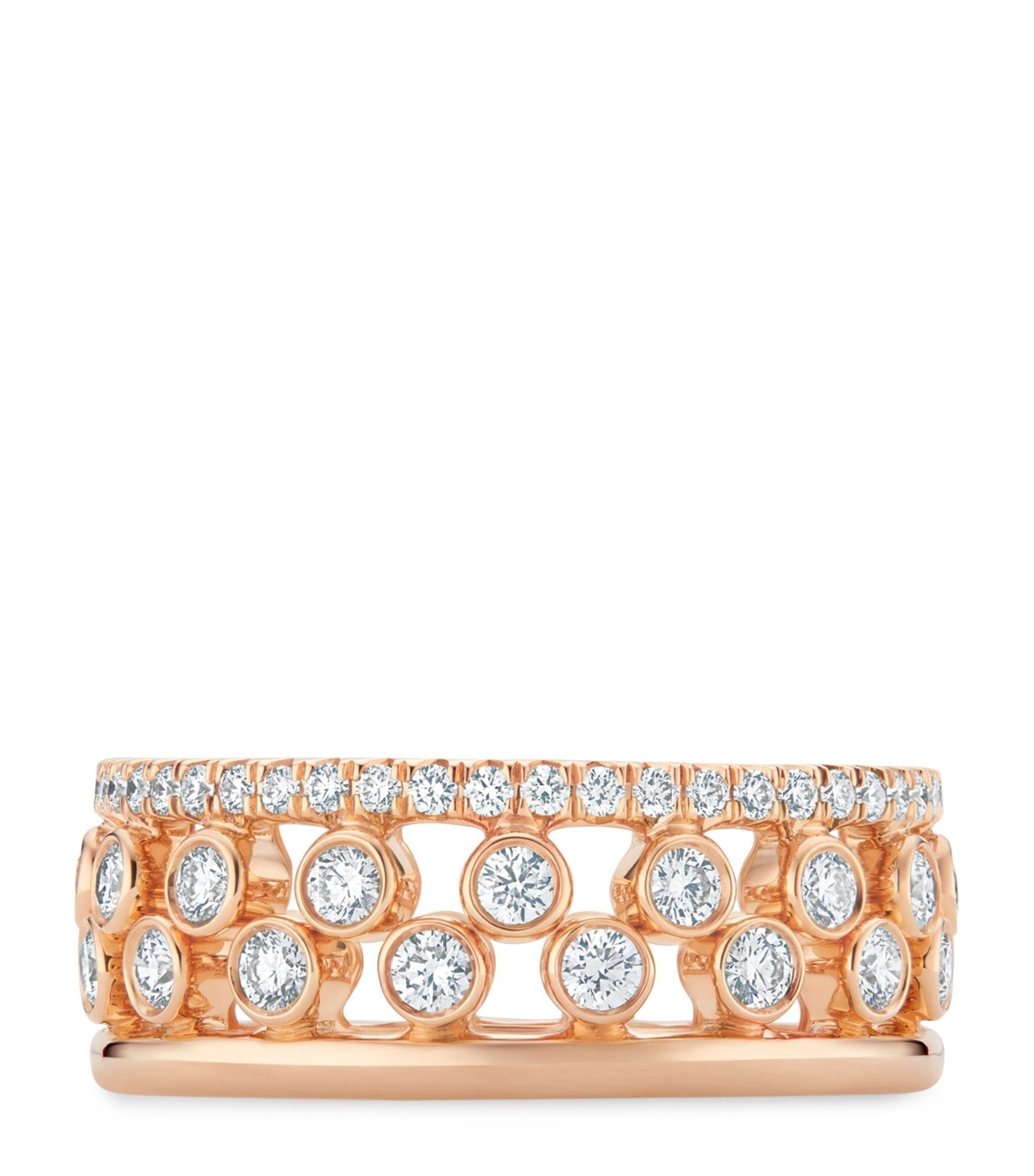 Rose Gold and Diamond Dewdrop Ring GOODS Harrods   