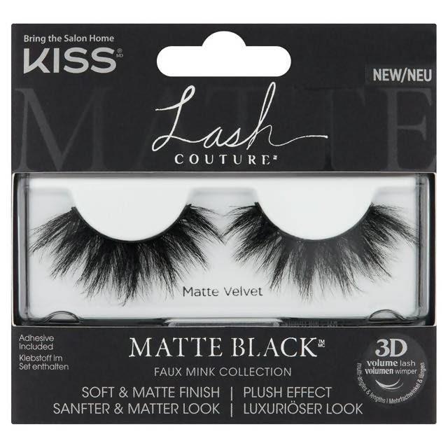 Kiss Lash Couture Matte Black Faux Mink Collection Matte Velvet False lashes Sainsburys   