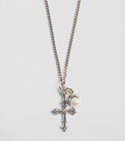 Sterling Silver Freshwater Pearl and Cross Necklace GOODS Harrods   