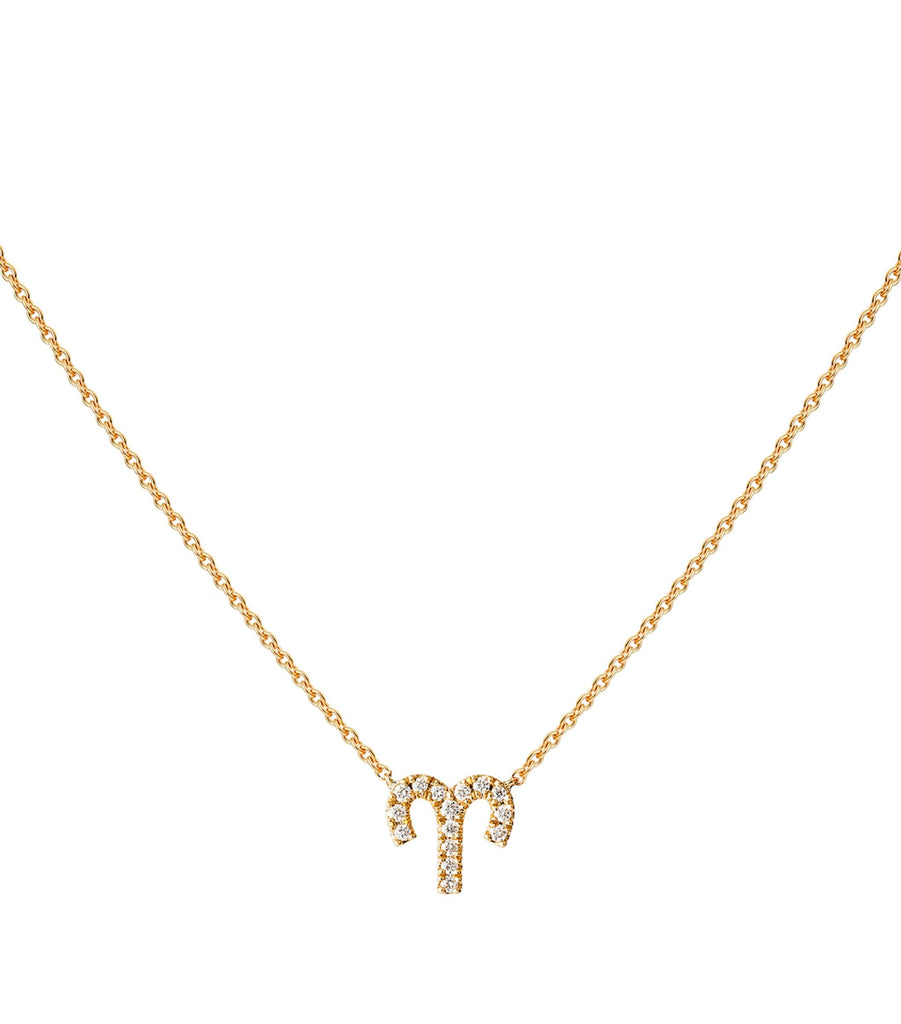 Yellow Gold and Diamond Zodiac Aries Necklace