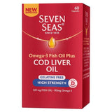 Seven Seas Cod Liver Oil High Strength Gelatine Free Omega-3 60 Caps bone & joint care Boots   