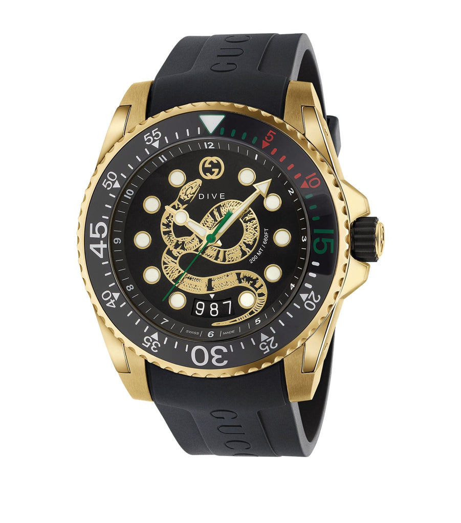 Yellow Gold-Plated Gucci Dive Watch 45mm