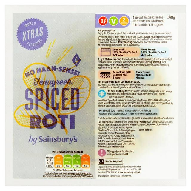 Sainsbury's Fenugreek Spiced Roti 140g