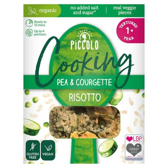 Piccolo Cooking Organic Pea & Courgette Risotto Textured 1+ Year 150g