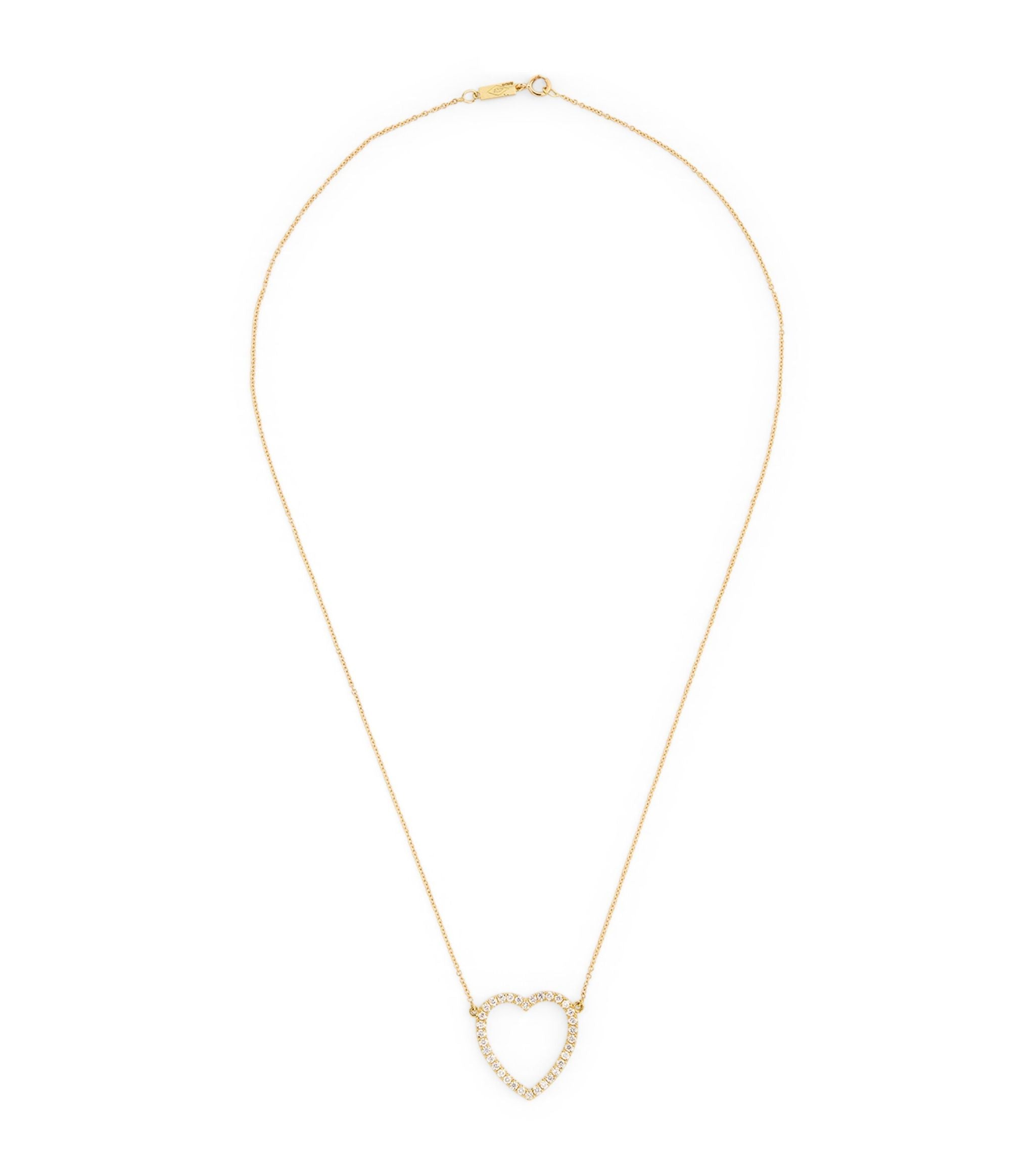 Yellow Gold and Diamond Open Heart Necklace GOODS Harrods   