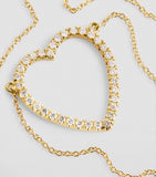 Yellow Gold and Diamond Open Heart Necklace GOODS Harrods   