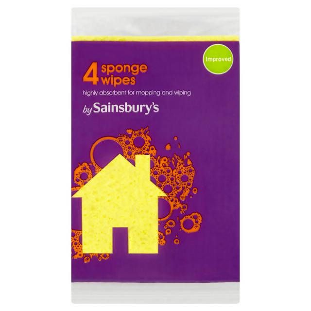 Sainsbury's Sponge Wipes x4 Rubber gloves cloths & sponges Sainsburys   