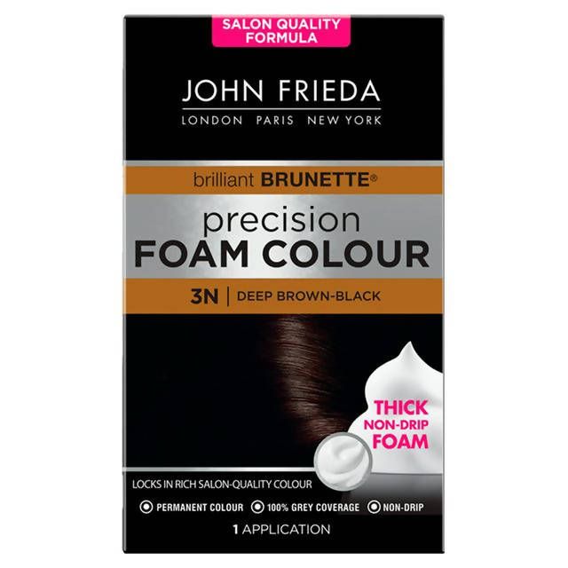 John Frieda Precision Foam Colour Brilliant Brunette Hair Dye Deep Brown Black 3N