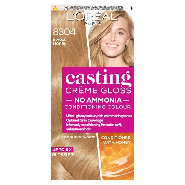 L'Oreal Paris Casting Creme Gloss Semi Permanent Hair Dye Sweet Honey Blonde 8304