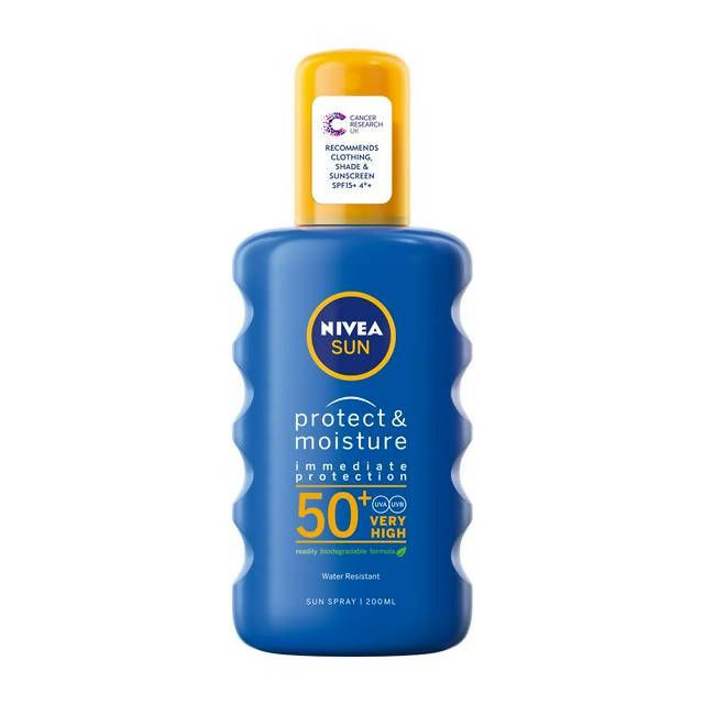 Nivea Sun Protect & Moisture Sun Cream Spray SPF50+ 200ml face & body skincare Sainsburys   