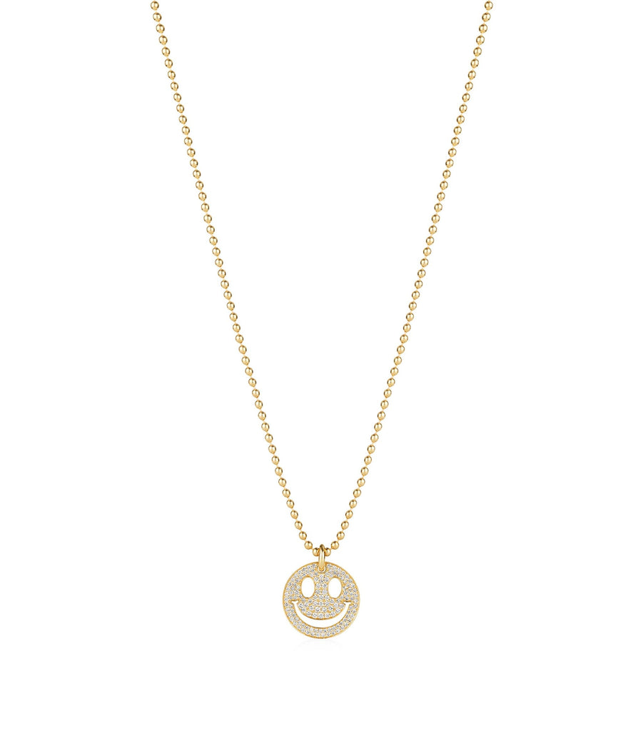 Yellow Gold and Diamond Smiley Necklace