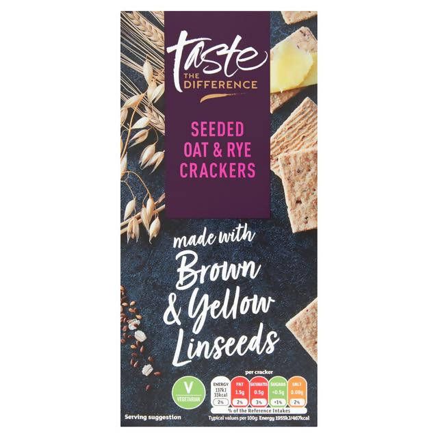 Sainsbury's Seeded Oat & Rye Crackers, Taste the Difference 130g