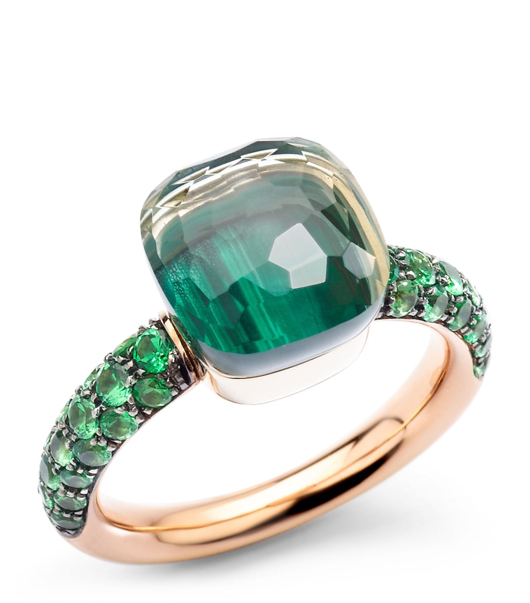 Mixed Gold, Prasiolite, Malachite and Tsavorite Nudo Ring GOODS Harrods   