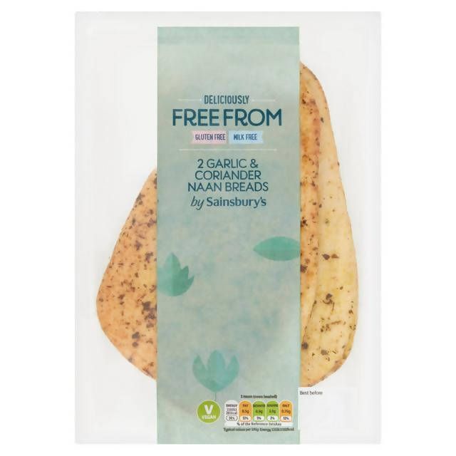 Sainsbury's Deliciously Free From Garlic & Coriander Naan Breads 2 x 100g GOODS Sainsburys   