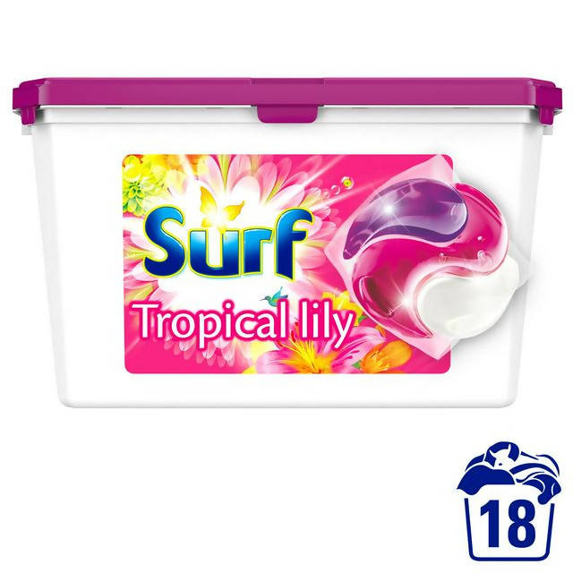 Surf Tropical Lily 3 in 1 Laundry Detergent Washing Capsules 18 Washes detergents & washing powder Sainsburys   