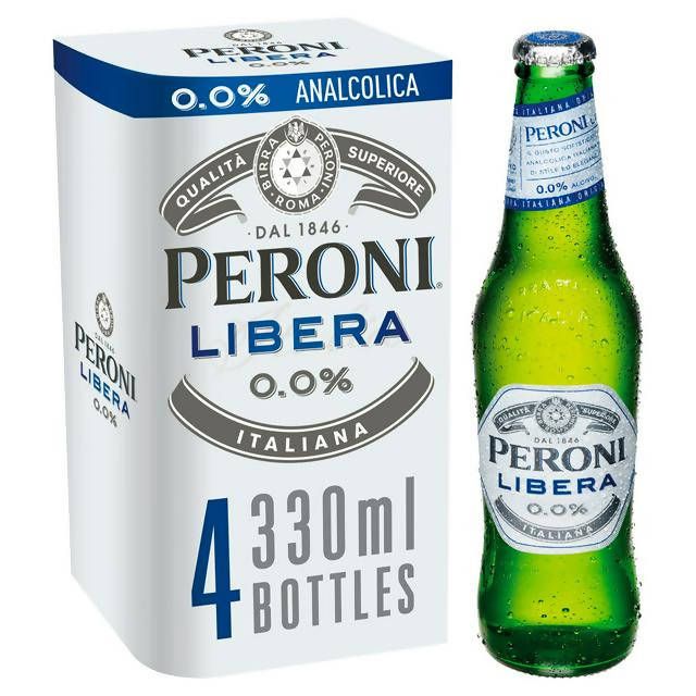 Peroni Nastro Azzurro 0.0% Alcohol Free Beer Lager Bottles 4x330ml