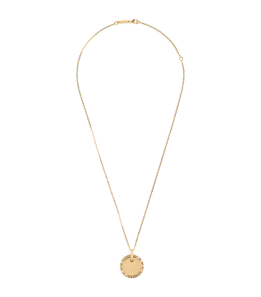 Yellow Gold and Diamond Round Pendant Necklace