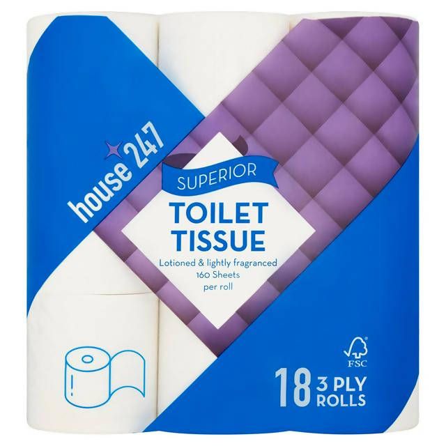 House 247 Superior Toilet Tissue 3 Ply 18 Rolls