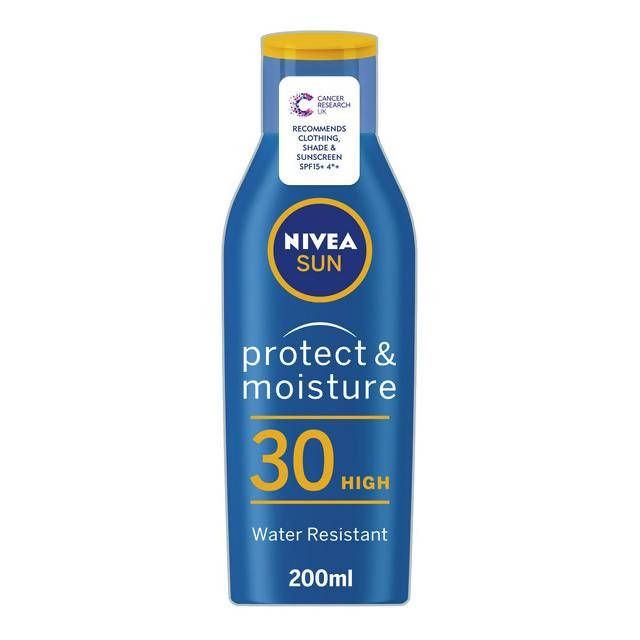 Nivea Sun Protect & Moisture Sun Cream Lotion SPF30 200ml face & body skincare Sainsburys   