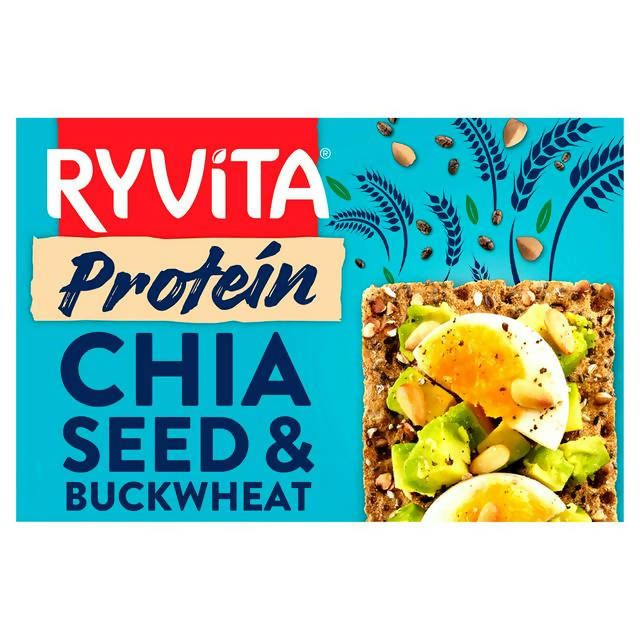 Ryvita Protein Crunchy Rye Bread Chia Seed & Buckwheat 5x40g Crackers Sainsburys   