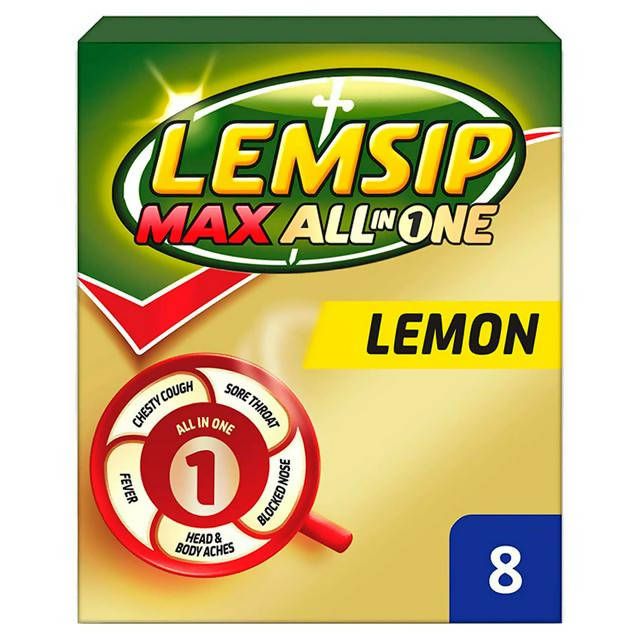 Lemsip Max All In One Cold & Flu Lemon Sachets x8